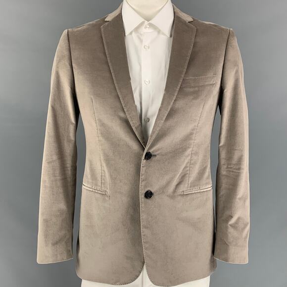 TONELLO Size 42 Taupe Velvet Cotton Blend Notch Lapel Sport Coat - Picture 1 of 8